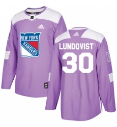 Youth Adidas New York Rangers #30 Henrik Lundqvist Authentic Purple Fights Cancer Practice NHL Jersey
