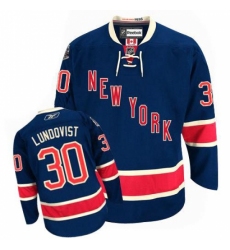 Youth Reebok New York Rangers #30 Henrik Lundqvist Authentic Navy Blue Third NHL Jersey