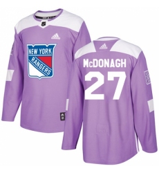 Men's Adidas New York Rangers #27 Ryan McDonagh Authentic Purple Fights Cancer Practice NHL Jersey