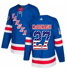 Men's Adidas New York Rangers #27 Ryan McDonagh Authentic Royal Blue USA Flag Fashion NHL Jersey