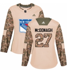 Women's Adidas New York Rangers #27 Ryan McDonagh Authentic Camo Veterans Day Practice NHL Jersey