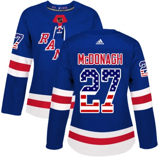 Women's Adidas New York Rangers #27 Ryan McDonagh Authentic Royal Blue USA Flag Fashion NHL Jersey Women's Adidas New York Rangers #27 Ryan McDonagh Authentic Royal Blue USA Flag Fashion NHL Jersey