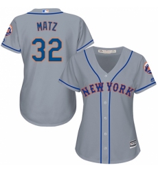 Women's Majestic New York Mets #32 Steven Matz Replica Grey Road Cool Base MLB Jersey