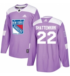 Men's Adidas New York Rangers #22 Kevin Shattenkirk Authentic Purple Fights Cancer Practice NHL Jersey