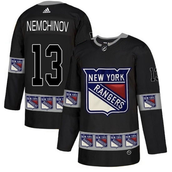Men's Adidas New York Rangers #13 Sergei Nemchinov Authentic Black Team Logo Fashion NHL Jersey Men's Adidas New York Rangers #13 Sergei Nemchinov Authentic Black Team Logo Fashion NHL Jersey