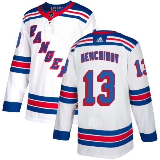 Men's Reebok New York Rangers #13 Sergei Nemchinov Authentic White Away NHL Jersey Men's Reebok New York Rangers #13 Sergei Nemchinov Authentic White Away NHL Jersey