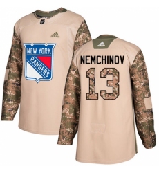 Youth Adidas New York Rangers #13 Sergei Nemchinov Authentic Camo Veterans Day Practice NHL Jersey