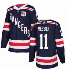 Men's Adidas New York Rangers #11 Mark Messier Authentic Navy Blue 2018 Winter Classic NHL Jersey