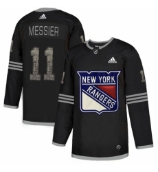 Men's Adidas New York Rangers #11 Mark Messier Black Authentic Classic Stitched NHL Jersey