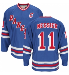 Men's CCM New York Rangers #11 Mark Messier Authentic Royal Blue Heroes of Hockey Alumni Throwback NHL Jersey