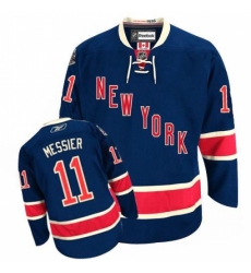 Men's Reebok New York Rangers #11 Mark Messier Authentic Navy Blue Third NHL Jersey