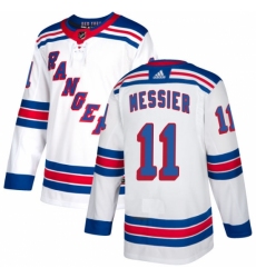 Men's Reebok New York Rangers #11 Mark Messier Authentic White Away NHL Jersey