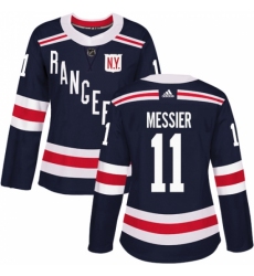 Women's Adidas New York Rangers #11 Mark Messier Authentic Navy Blue 2018 Winter Classic NHL Jersey