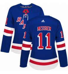Women's Adidas New York Rangers #11 Mark Messier Authentic Royal Blue Home NHL Jersey