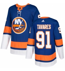 Men's Adidas New York Islanders #91 John Tavares Authentic Royal Blue Home NHL Jersey
