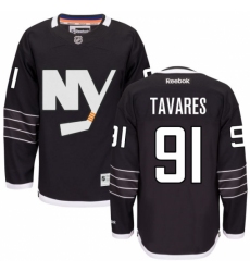 Men's Reebok New York Islanders #91 John Tavares Authentic Black Third NHL Jersey