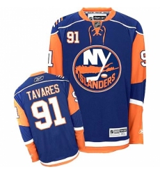 Men's Reebok New York Islanders #91 John Tavares Authentic Navy Blue NHL Jersey