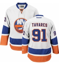 Men's Reebok New York Islanders #91 John Tavares Authentic White Away NHL Jersey