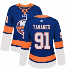 Women's Adidas New York Islanders #91 John Tavares Premier Royal Blue Home NHL Jersey