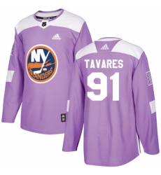 Youth Adidas New York Islanders #91 John Tavares Authentic Purple Fights Cancer Practice NHL Jersey