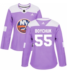 Women's Adidas New York Islanders #55 Johnny Boychuk Authentic Purple Fights Cancer Practice NHL Jersey