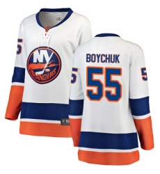 Women's New York Islanders #55 Johnny Boychuk Fanatics Branded White Away Breakaway NHL Jersey