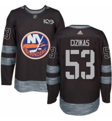 Men's Adidas New York Islanders #53 Casey Cizikas Authentic Black 1917-2017 100th Anniversary NHL Jersey