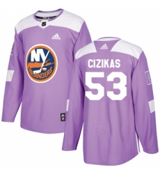 Youth Adidas New York Islanders #53 Casey Cizikas Authentic Purple Fights Cancer Practice NHL Jersey