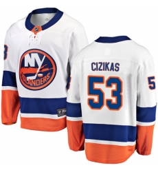 Youth New York Islanders #53 Casey Cizikas Fanatics Branded White Away Breakaway NHL Jersey