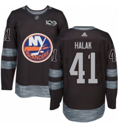 Men's Adidas New York Islanders #41 Jaroslav Halak Authentic Black 1917-2017 100th Anniversary NHL Jersey