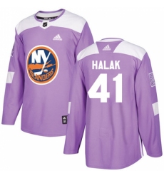 Men's Adidas New York Islanders #41 Jaroslav Halak Authentic Purple Fights Cancer Practice NHL Jersey