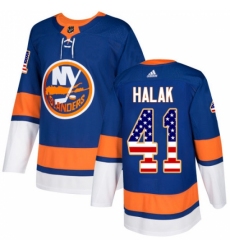 Youth Adidas New York Islanders #41 Jaroslav Halak Authentic Royal Blue USA Flag Fashion NHL Jersey