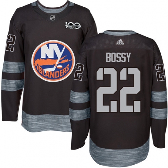 Men's Adidas New York Islanders #22 Mike Bossy Authentic Black 1917-2017 100th Anniversary NHL Jersey Men's Adidas New York Islanders #22 Mike Bossy Authentic Black 1917-2017 100th Anniversary NHL Jersey