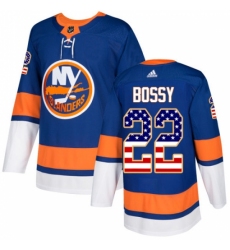 Men's Adidas New York Islanders #22 Mike Bossy Authentic Royal Blue USA Flag Fashion NHL Jersey