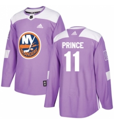 Men's Adidas New York Islanders #11 Shane Prince Authentic Purple Fights Cancer Practice NHL Jersey