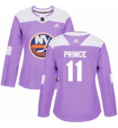 Women's Adidas New York Islanders #11 Shane Prince Authentic Purple Fights Cancer Practice NHL Jersey