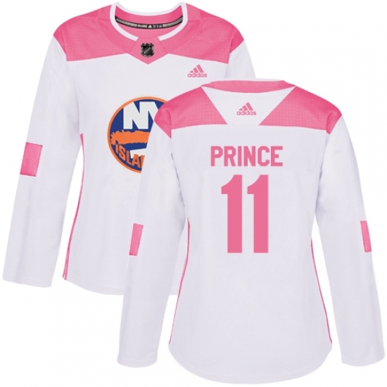 Women's Adidas New York Islanders #11 Shane Prince Authentic White/Pink Fashion NHL Jersey Women's Adidas New York Islanders #11 Shane Prince Authentic White/Pink Fashion NHL Jersey