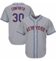 Men's Majestic New York Mets #30 Michael Conforto Replica Grey Road Cool Base MLB Jersey