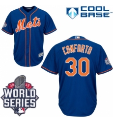 Men's Majestic New York Mets #30 Michael Conforto Replica Royal Blue Alternate Home Cool Base 2015 World Series MLB Jersey