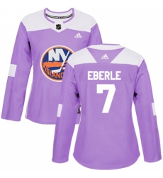 Women's Adidas New York Islanders #7 Jordan Eberle Authentic Purple Fights Cancer Practice NHL Jersey