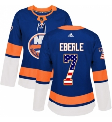 Women's Adidas New York Islanders #7 Jordan Eberle Authentic Royal Blue USA Flag Fashion NHL Jersey