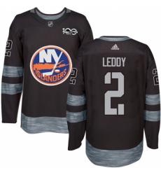 Men's Adidas New York Islanders #2 Nick Leddy Authentic Black 1917-2017 100th Anniversary NHL Jersey