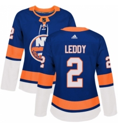 Women's Adidas New York Islanders #2 Nick Leddy Authentic Royal Blue Home NHL Jersey