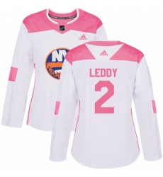 Women's Adidas New York Islanders #2 Nick Leddy Authentic White/Pink Fashion NHL Jersey