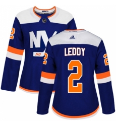 Women's Adidas New York Islanders #2 Nick Leddy Premier Blue Alternate NHL Jersey
