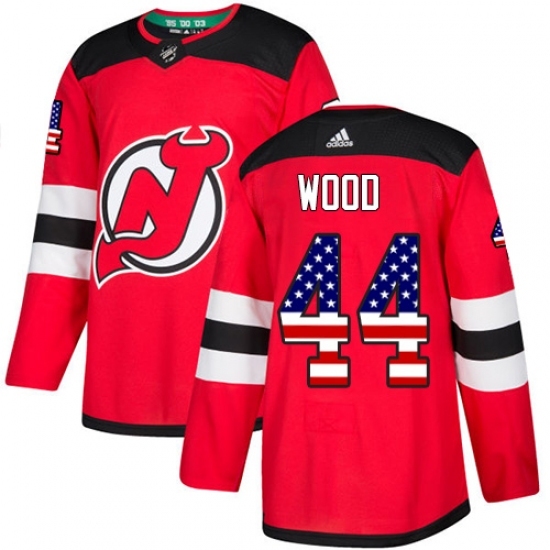 Youth Adidas New Jersey Devils #44 Miles Wood Authentic Red USA Flag Fashion NHL Jersey Youth Adidas New Jersey Devils #44 Miles Wood Authentic Red USA Flag Fashion NHL Jersey