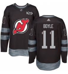 Men's Adidas New Jersey Devils #11 Brian Boyle Authentic Black 1917-2017 100th Anniversary NHL Jersey
