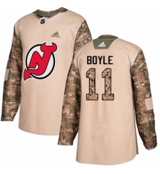 Men's Adidas New Jersey Devils #11 Brian Boyle Authentic Camo Veterans Day Practice NHL Jersey