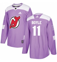 Men's Adidas New Jersey Devils #11 Brian Boyle Authentic Purple Fights Cancer Practice NHL Jersey