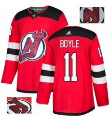 Men's Adidas New Jersey Devils #11 Brian Boyle Authentic Red Fashion Gold NHL Jersey